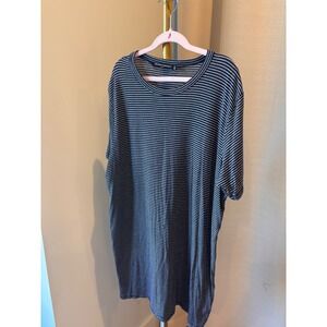 Brandy Melville Striped T-Shirt Dress Navy Blue White Oversized One Size Mini